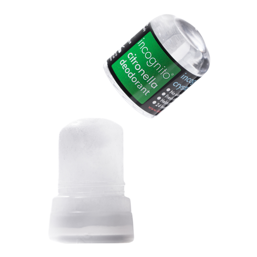 incognito Crystal Deodorant in use